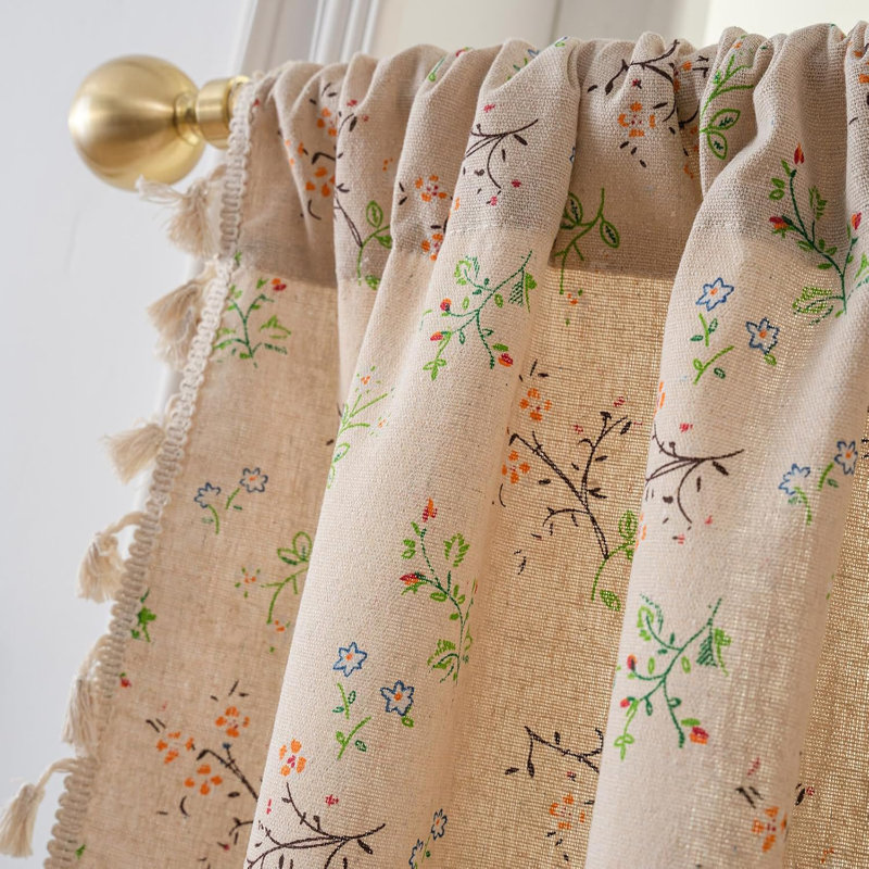 Boho Muti-Size 2-Panel Semi Sheer Polyester Drapes  Curtain, 30" W x 24" L
