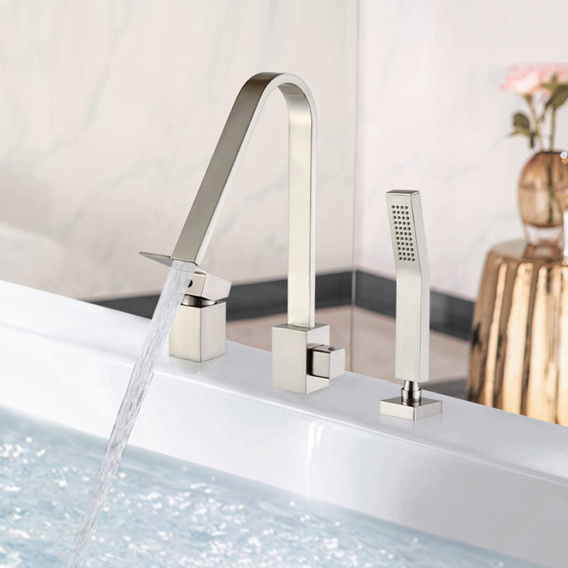 Robinets de baignoire fixés au sol, Nickel brossé