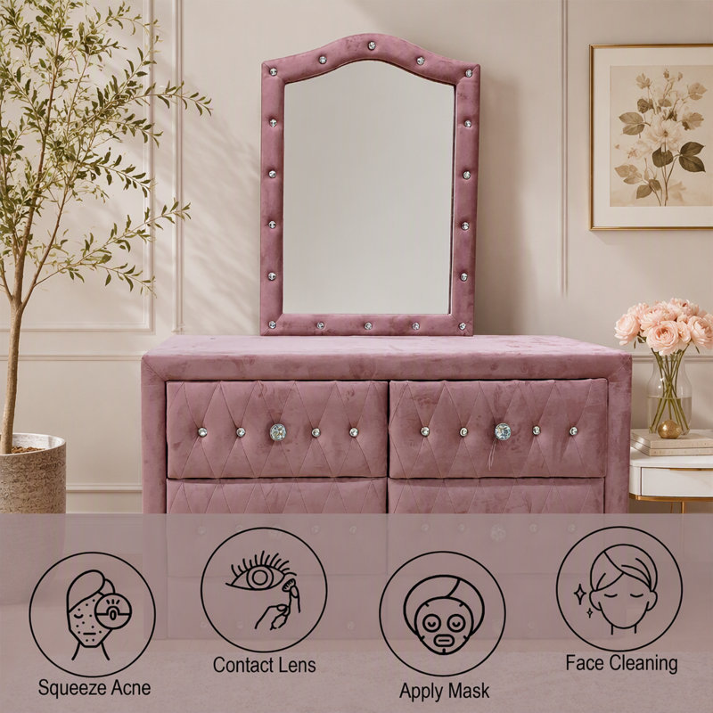 Pink Upholstered Mirror