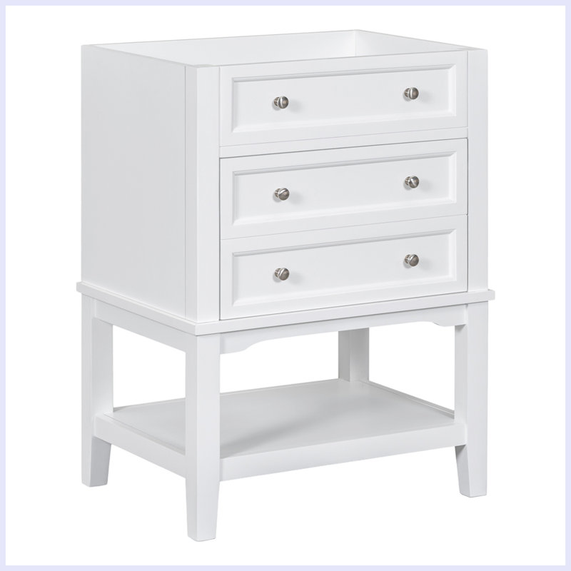 Modern Bathroom Vanity Storage Cabinet with Drawer and Open Shelf