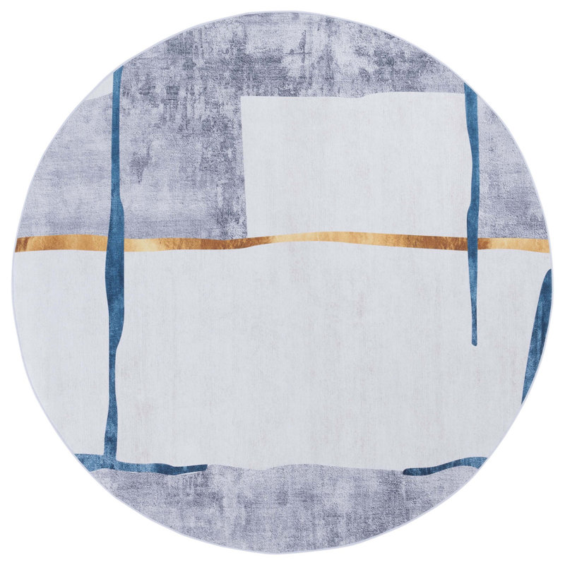 Tapis abstrait à motif abstrait lavable à la machine Performance Tacoma, Rond 6 pi