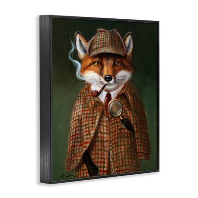 Detective Fox with Pipe Framed Giclee, design by Lucia Heffernan