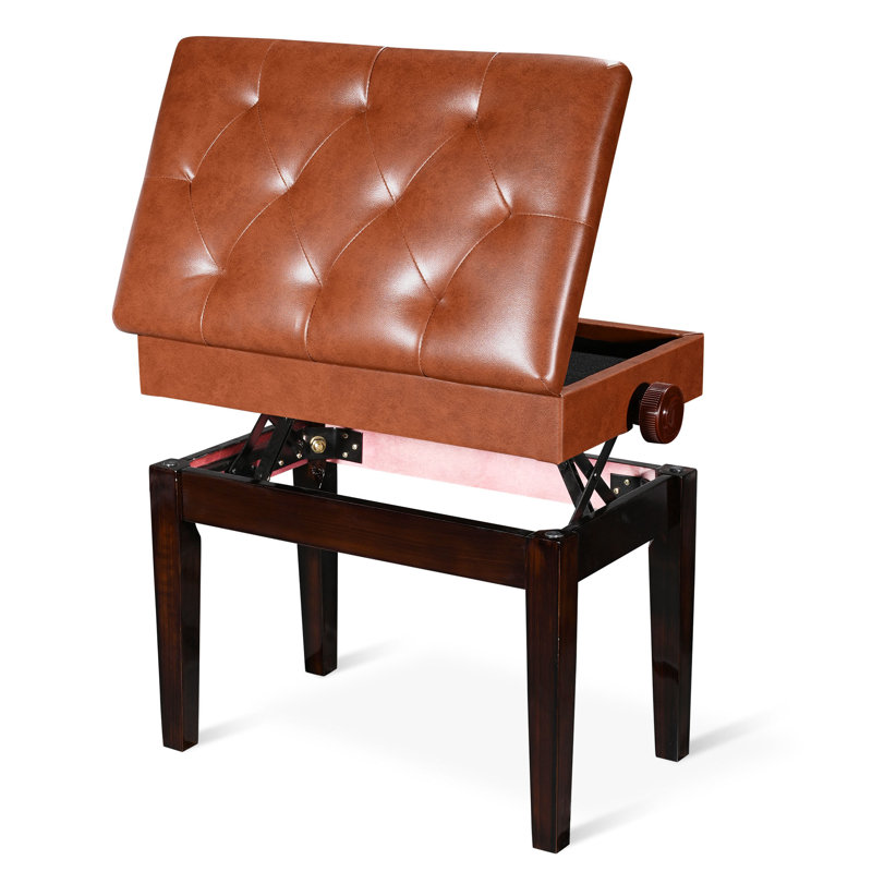 Banc de rangement en similicuir Elmedin, Brun, H 22,83 po x l 22,05 po x P 13,39 po