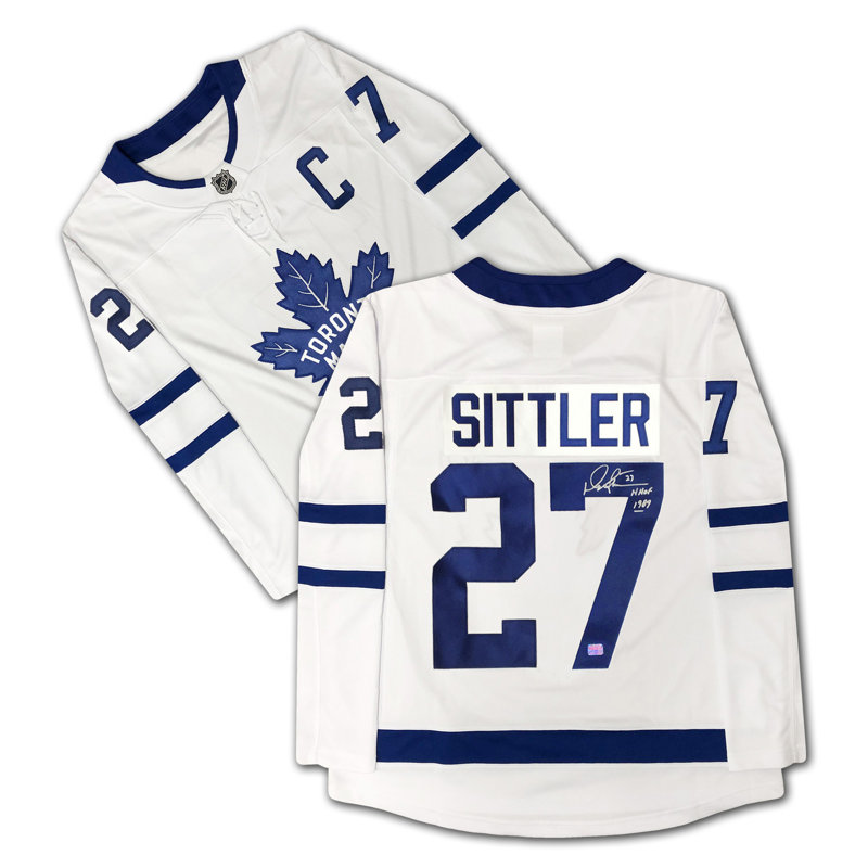 Darryl Sittler - chandail blanc des Maple Leafs de Toronto autographié - souvenirs de hockey de la LNH signés (taille L ou XL)