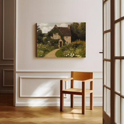 Canvas Wall Art Cottage Garden Pathway Oil Painting Wall Art Vintage Poster Print Home Decor
