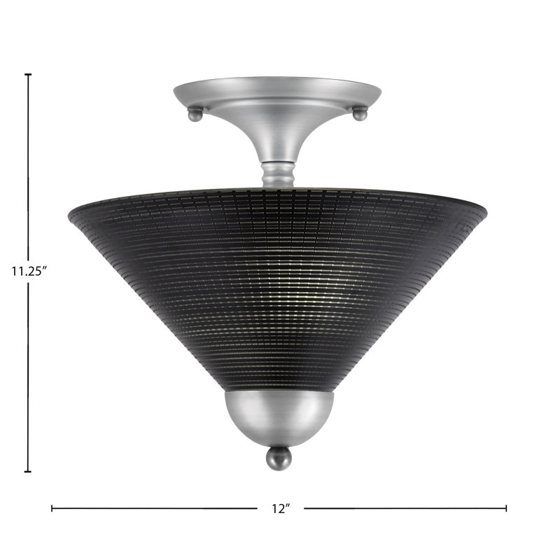 Magar Semi-Flush 2 Bulbs With 12" Glass, Brushed Nickel, Black