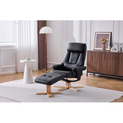 Fauteuil d'appoint pivotant à 360 ° en cuir polyuréthane chauffant avec repose-pieds, confort ergonomique pour le salon et la chambre à coucher