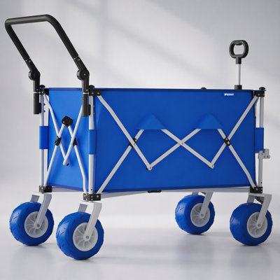 Chariot pliant multifonctionnel à pousser et à tirer, avec poignée pivotante et pneus tout-terrain, idéal pour le camping, la plage et les activités de plein air - Capacité de 400 L, charge maximale de 272 kg