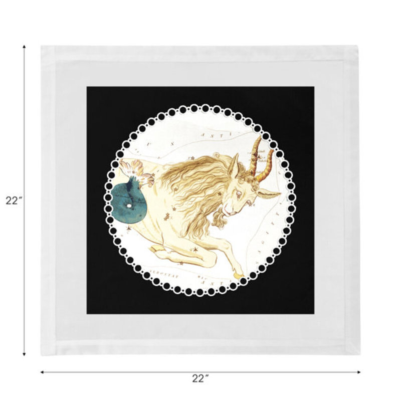 Zodiac Capricorn Cotton Sateen Dinner Napkins, Black