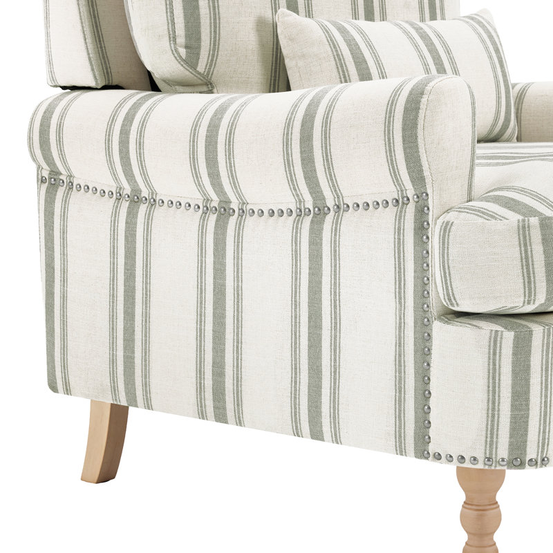 Fauteuil d'appoint surdimensionné en lin avec coussin lombaire et pieds Rickon de 32 po de largeur, pour le salon, la chambre à coucher et le bureau