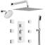 Thermostatic Dual Showerheads System, Wall Mount 12" High-Pressure Rainfall Shower Faucet with Handheld Spray and Body Jet-109486859