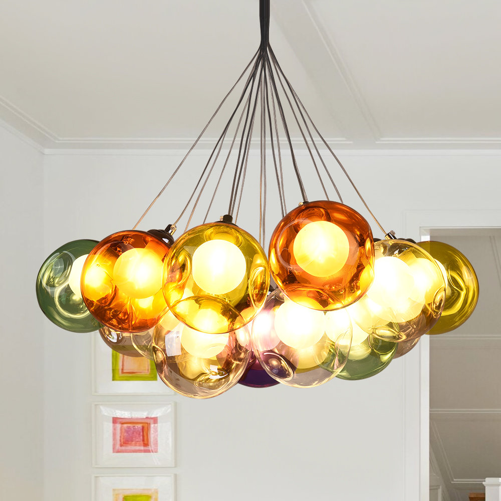 Spoffo Modern Colorful 50-Light Bubble Glass Chandelier Cluster Pendant