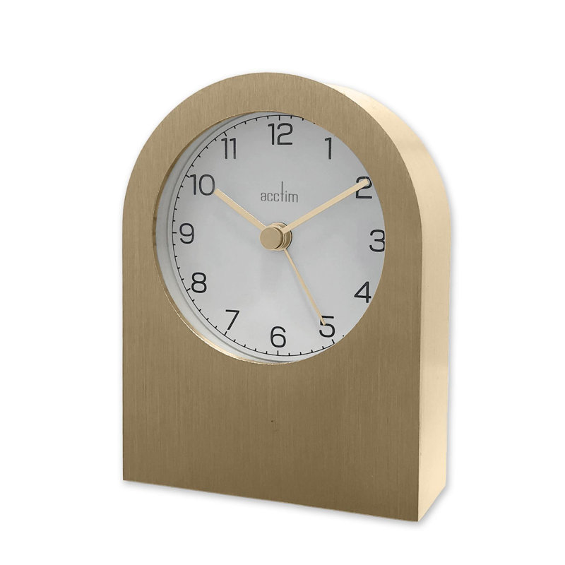 Acctim Sutherland Mantel Clock Quartz Brushed Metal Contemporary Energy Efficient Movement, Gold