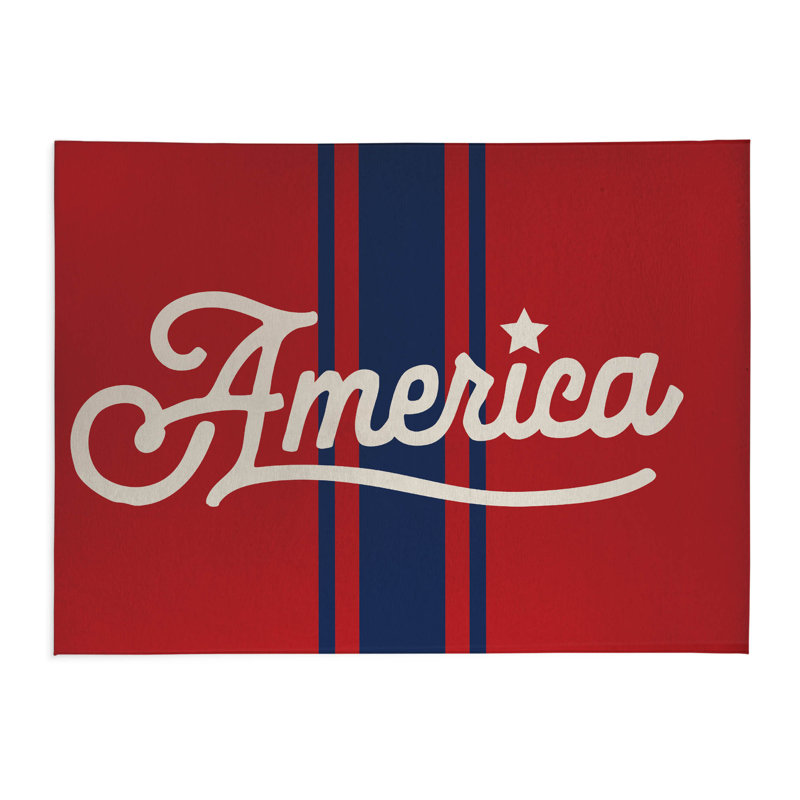 America Low Profile Kitchen Mat, Red, Rectangle 5' x 7'