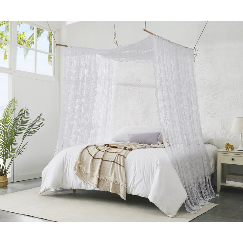Rideaux à baldaquin en dentelle gothique pour décoration de chambre gothique et chambre à coucher gothique., Blanc