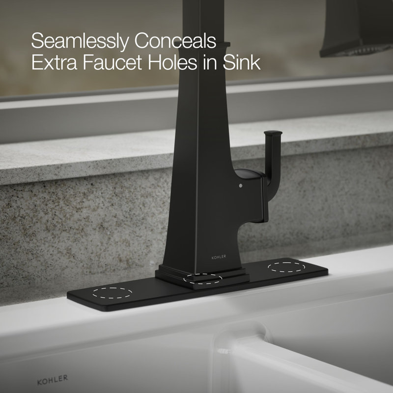 Riff Three-Hole Kitchen Faucet Escutcheon, Matte Black