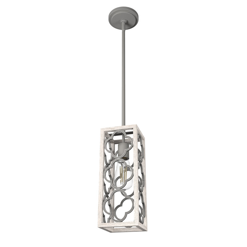 Gablecrest 1 - Light Single Rectangle Pendant, Distressed White/Gray, Gray