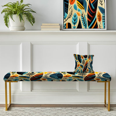 Banc rembourré géométrique beige et bleu Urban Chic Geometric
