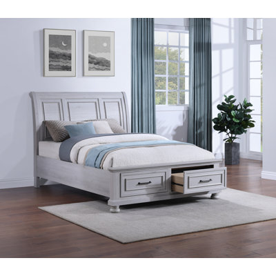 Warm Gray Storage Bed With 2-drawers