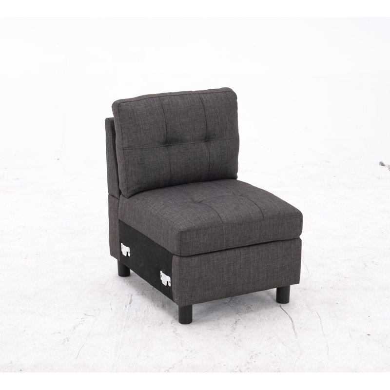 Alexent Upholstered Ottoman, Dark Gray Polyester Blend