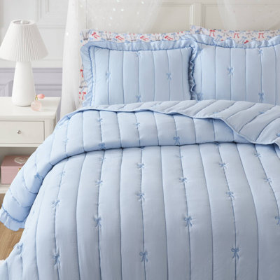 Youthful 3-piece Bedding Sets, Soft Microfiber, Romantic Bow Design For Bedrooms