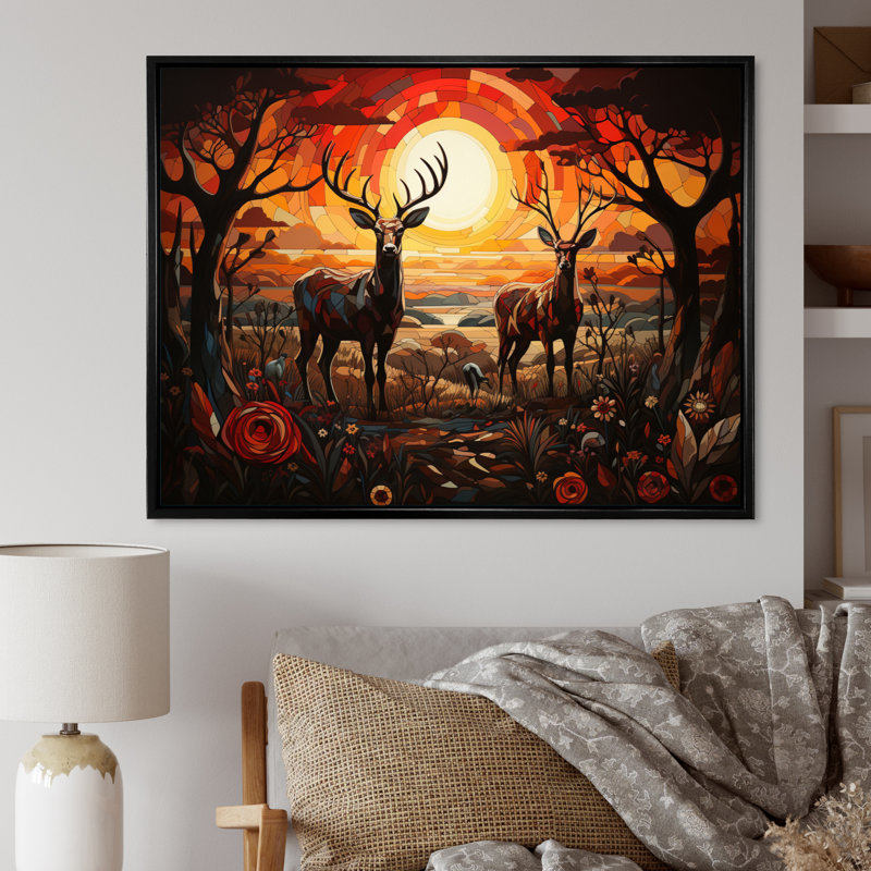 African Vibrant Pastel - Art africain, reproduction d'art mural, H 16 po x l 32 po x P 1 po, Cadre flottant noir