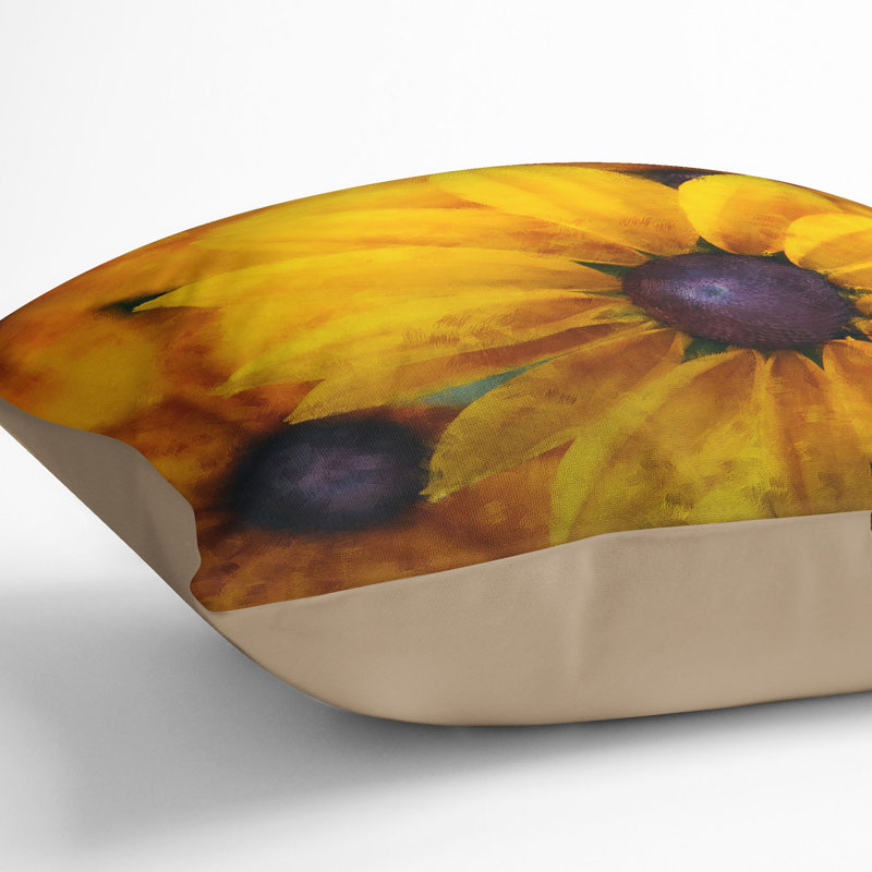 Coneflowers Cushion with Filling, Stone, 55cm H x 55cm W x 20cm D