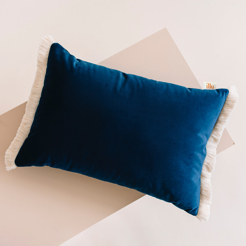 Velvet Dreamscape Rectangular Lumbar Cushion, Navy/Deep Blue