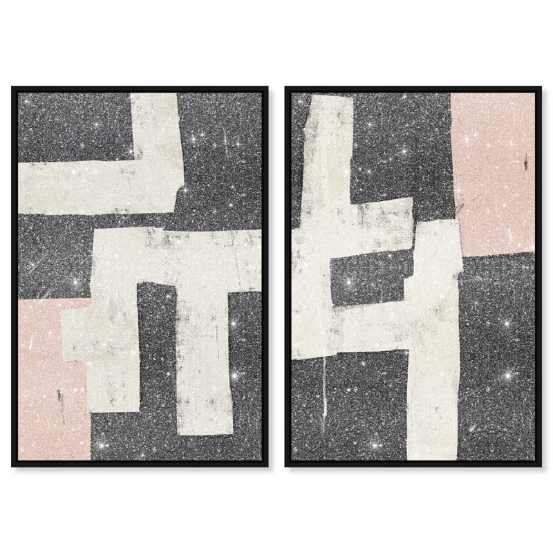 Placed Together Set Set by Oliver Gal, 37"H x 55"W, Black Floater Frame