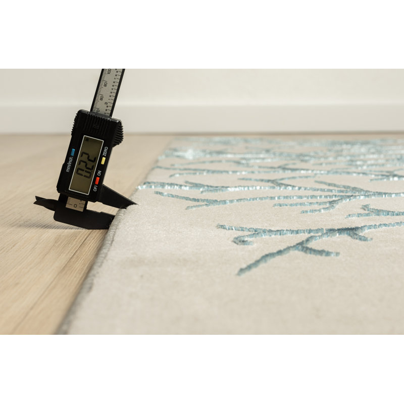 Tapis abstrait bleu / gris clair Ksamil, Rectangle 2 pi x 3 pi 3 po