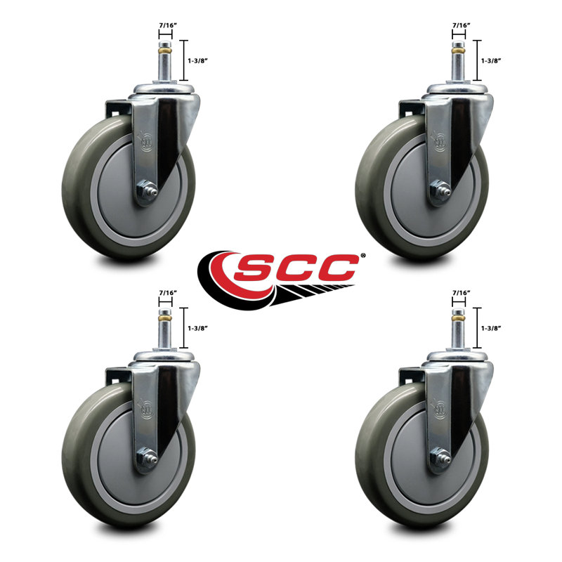 urethane Swivel Grip Ring Stem Caster Set, Gray