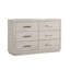Grande commode Kexa, 6 tiroirs, bois massif gris clair, métal nickel