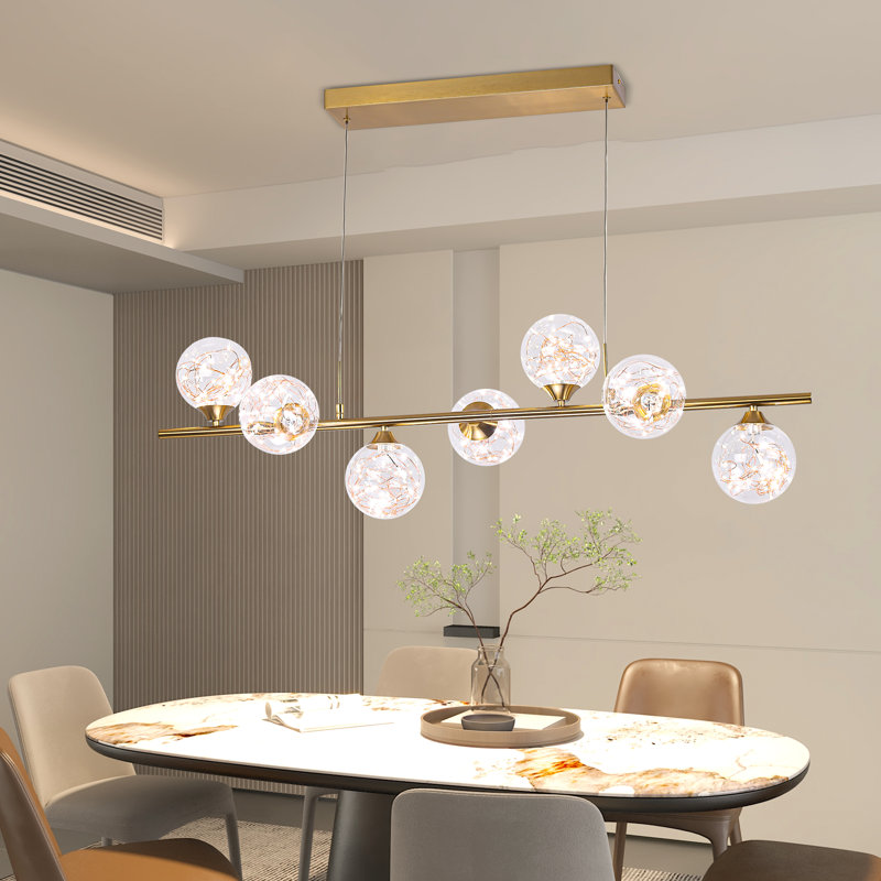 Charmisa 7 - Light Kitchen Island Linear LED Pendant, Gold