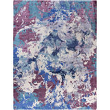 Overdyed One-of-a-Kind Rectangle 9'3" X 12'1" Hand Knotted Area Rug