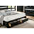 Queen Size Black Color Panel Headboard with Drawers - No Box Spring Needed, Sturdy Bed Frame-39197202-39197200