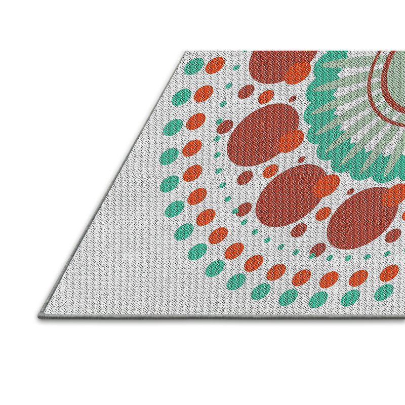 Fabriqué à la machine à partir de laine et de polyester gris/vert/orange Tapis décoratif, Rectangle 5 pi x 7 pi