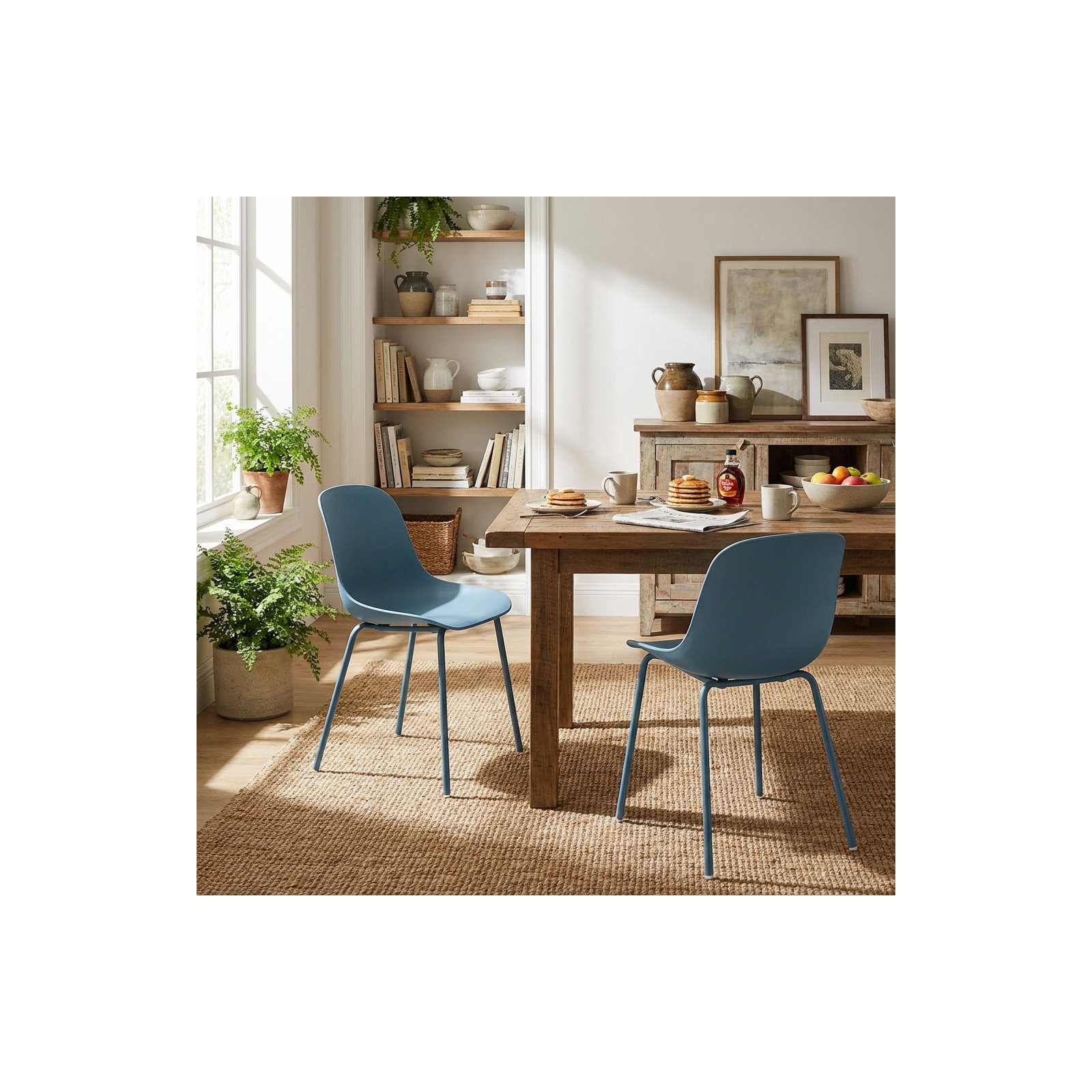 Meli Armless Dining Chairs, Blue