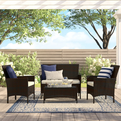 Auguste 4 - Person Patio Conversation Sets with Cushions