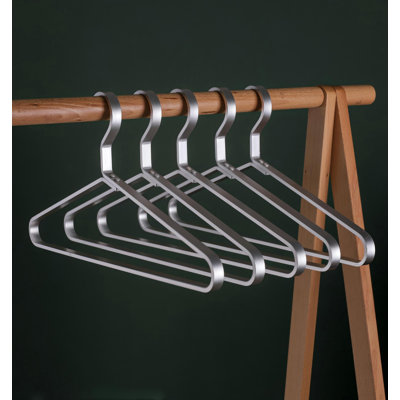 Premium Matte Silvery Aluminum Coat Hangers 6 Piece Set, 17.7” Extra Smooth & Durable Metal Shirt Dress Hanger,Aluminum Alloy Hanger