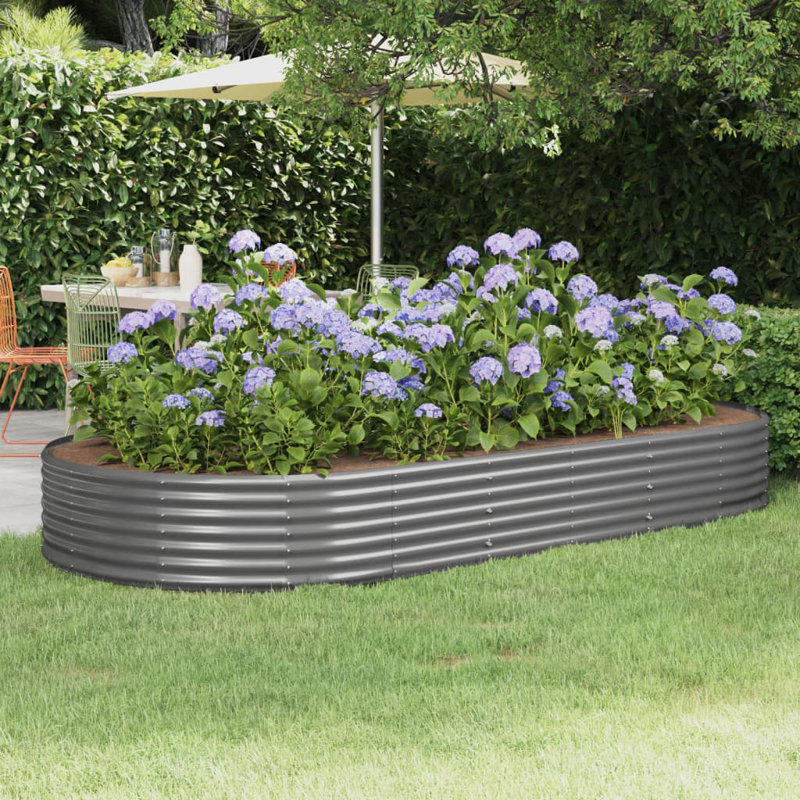 Garden Raised Bed Powder-coated Steel, 36cm x 296cm x 140cm, Grey