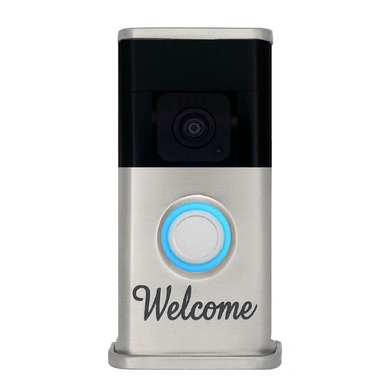 Housse de bienvenue pour sonnette vidéo (Ring 3, 3 Plus, 4, Batterie Plus, compatible Batterie Pro), Argent nickel satiné