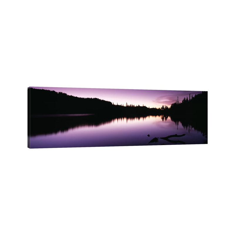 Reflection of Trees in a Lake, Mt Rainier, Mt Rainier National Park, Pierce County, Washington State, USA 1 Piece Wrapped Canvas Panoramic Wall Art