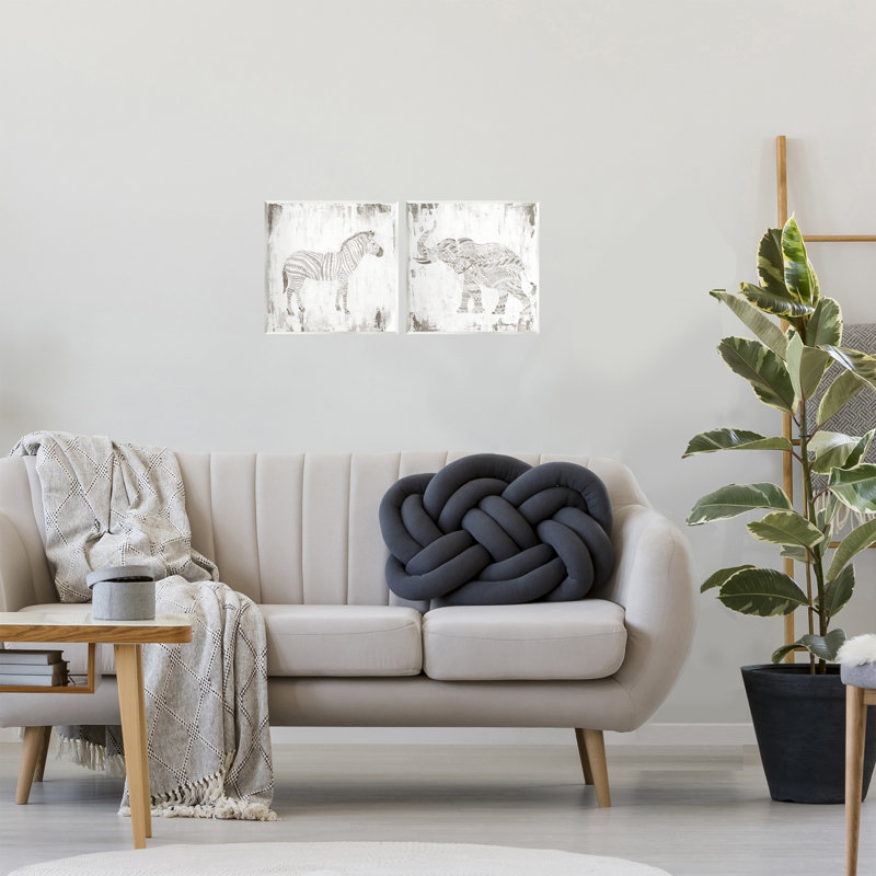 "Zebra & Elephant Boho Stripes", ensemble de 2 plaques murales, design par Janet Tava