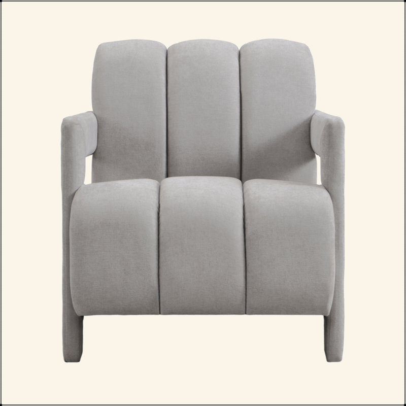 Ensemble de 2 fauteuils avec accoudoirs en forme de L et tissu en polyester 26,3 po, Gris