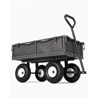 Heavy Duty Garden Cart LBS Capacity Steel Utility Wagon with All Terrain Pneumatic 400lb 1840A Grey