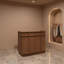 Petit bureau de réception de style rétro avec rangement verrouillable, gestion des câbles, comptoir de caisse idéal pour salon, spa, boutique ou bureau-130085500