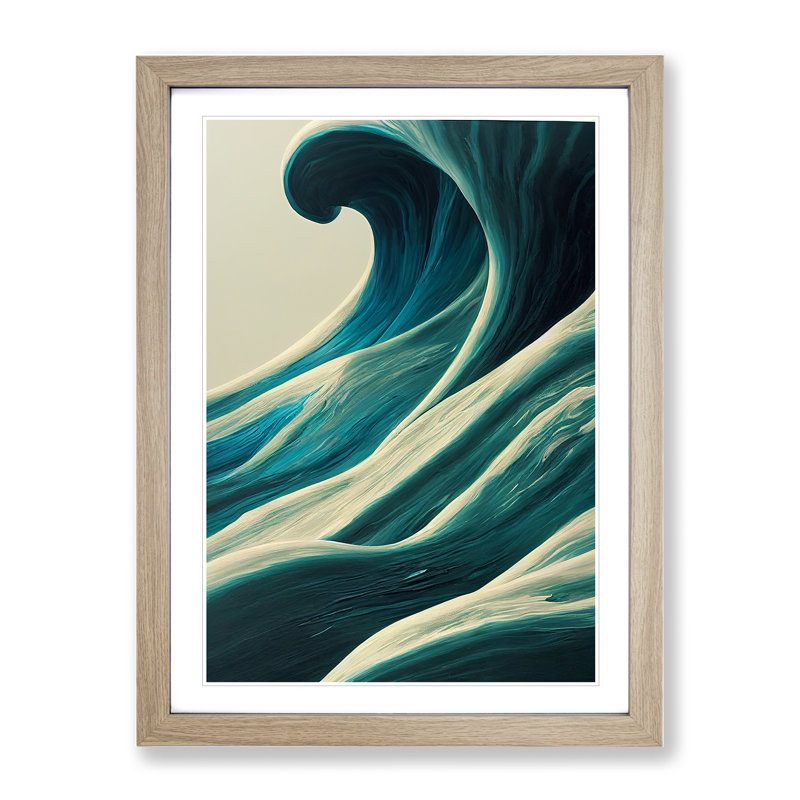 Majestic Ocean Wave - Framed Print, 34cm H x 25cm W x 2cm D, Oak