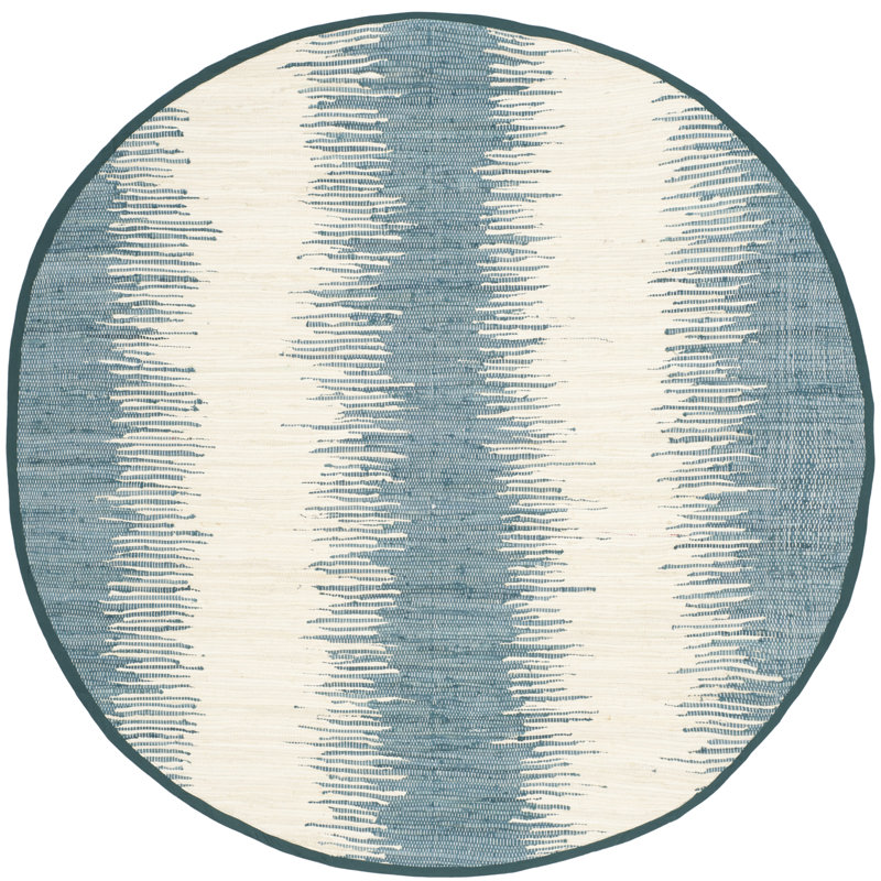Telscombe Hand Woven Cotton Striped Rug, Round 4'