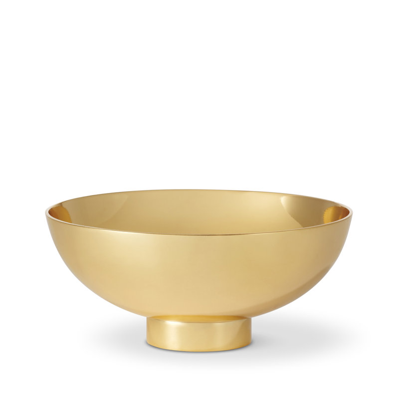 Small Gold Ceramic Footed Serving Bowl