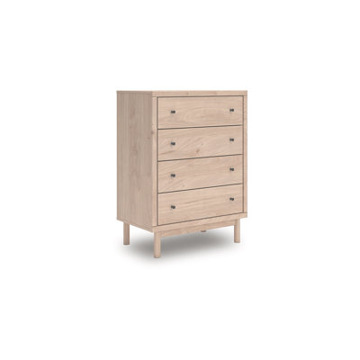 Rox Tall Dresser Chest, 4 Drawers With Black Metal Knobs, Tan Brown